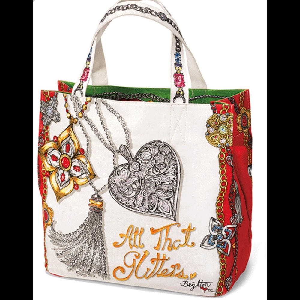 NWT BRIGHTON LARGE HOLIDAY CANVAS TOTE BAG